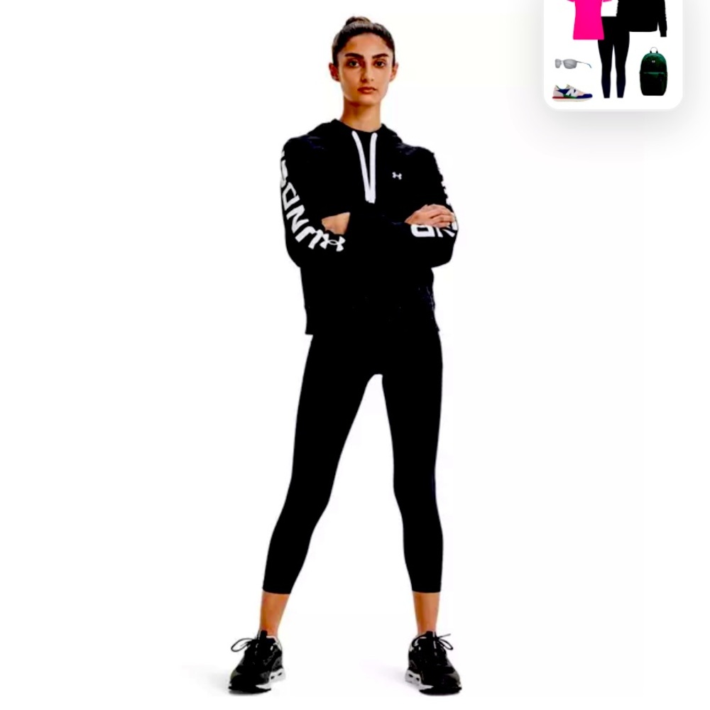 Women’s Under Armour Rival Fleece Colorblock black/white pullover hoodie